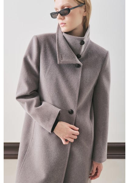 Premıum Kaşe Trench Tasarımlı Kaban Soft Gri indirimleri