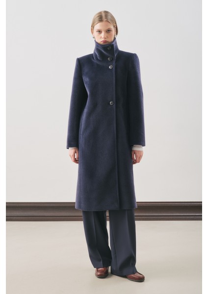 Premıum Kaşe Trench Tasarımlı Kaban Lacivert fiyatları
