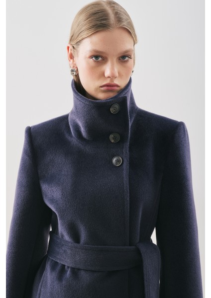 Premıum Kaşe Trench Tasarımlı Kaban Lacivert fırsatları