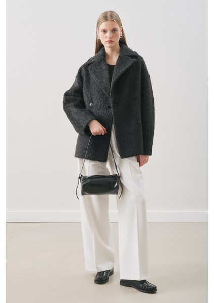 Boucle Kruvaze Kaban Siyah