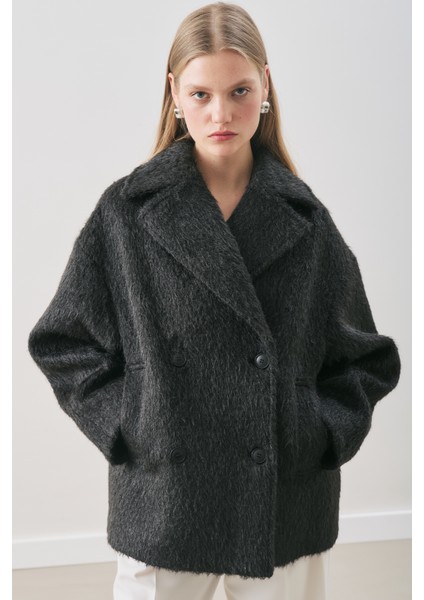 Boucle Kruvaze Kaban Siyah fiyatları