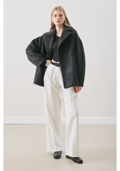 Boucle Kruvaze Kaban Siyah modelleri