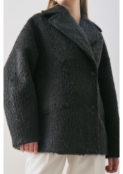 Boucle Kruvaze Kaban Siyah