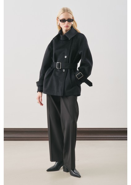 Premıum Kaşe Geniş Kaban Siyah modelleri