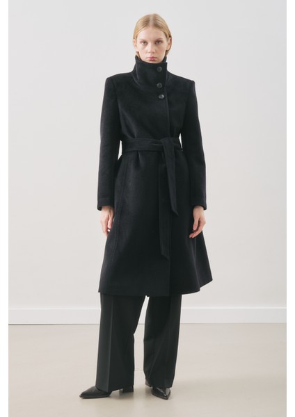 Premıum Kaşe Trench Tasarımlı Kaban Siyah fiyatları