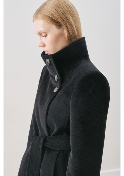 Premıum Kaşe Trench Tasarımlı Kaban Siyah fırsatları