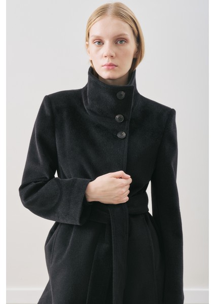 Premıum Kaşe Trench Tasarımlı Kaban Siyah indirimleri