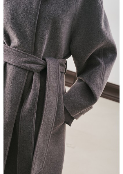 Premıum Kaşe Uzun Kaban Antrasit