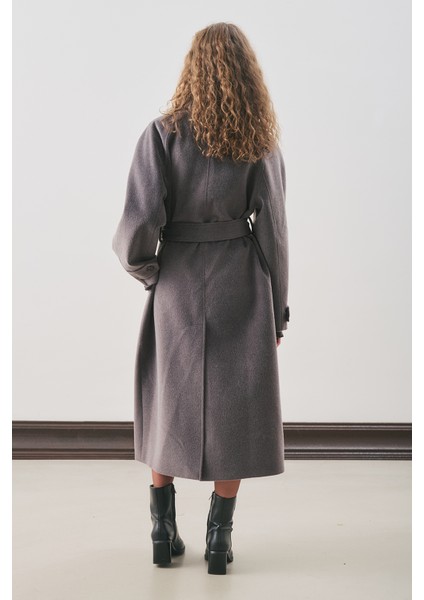 Premıum Kaşe Uzun Kaban Antrasit