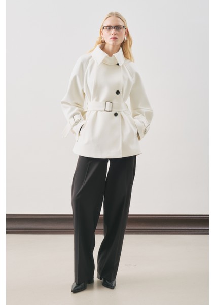 Premıum Kaşe Geniş Kaban Ekru