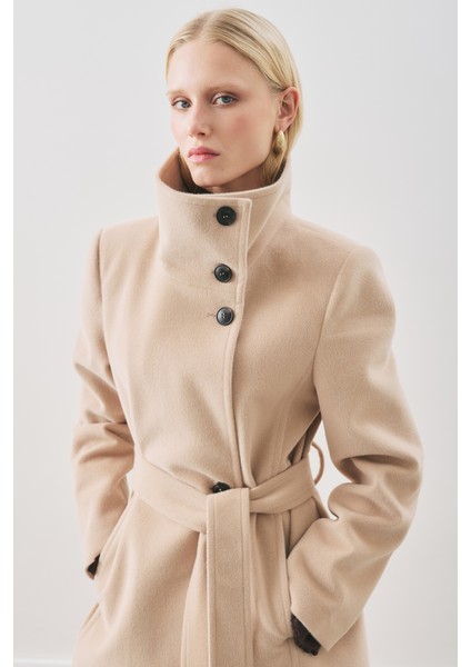 Premıum Kaşe Trench Tasarımlı Kaban Bej fırsatları