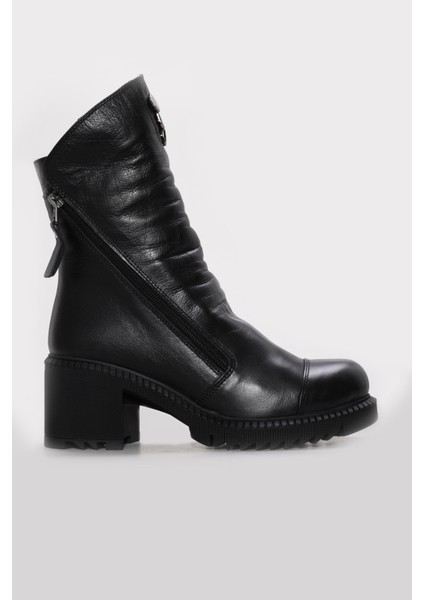 Hakiki Deri Kürklü Kadın Klasik Bot 124KZA2025