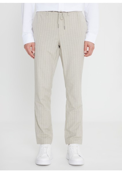 Bağlamalı Bel Normal Paça Slim Fit Vizon Erkek Pantolon ACE001252272_VIZ