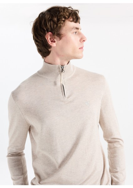 Bato Yaka Basic Düz Bej Melanj Erkek Kazak F5WM-KZK 2555 modelleri