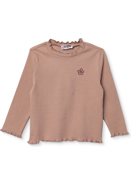 Kız Bebek Uzun Kol Tshirt Kaşkorse Bisiklet Yaka Uzun Kol