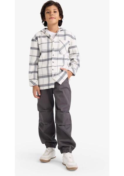 Erkek Çocuk 2'li Takım Kapüşonlu Kareli Gömlek Pantolon G4674A825WN