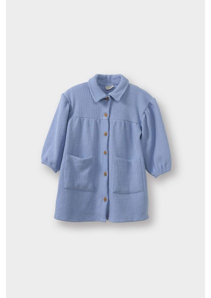 Kız Bebek Gömlek Yaka Uzun Kollu Elbise G5017A525WN