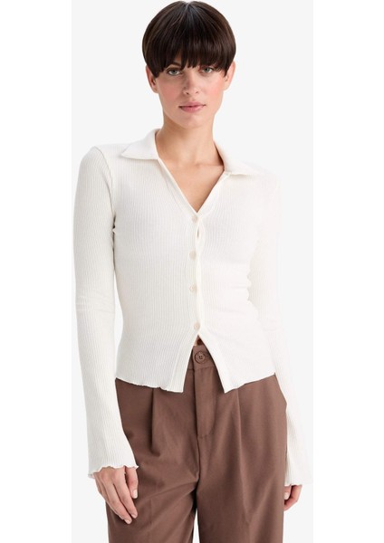 Fitted Polo Yaka Fitilli Kaşkorse Hırka modelleri