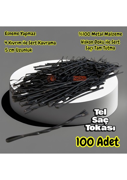 Siyah %100 Metal Esnemez Dayanıklı Kadın Saç Tel Tokası 100 Adet