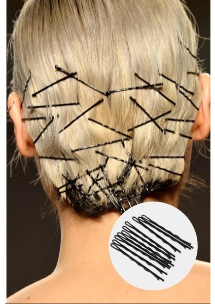 Siyah %100 Metal Esnemez Dayanıklı Kadın Saç Tel Tokası 100 Adet