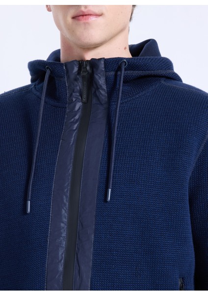 D5WM-HRK3788 Lacivert Relaxed Örgü Desenli Erkek Hırka fırsatları