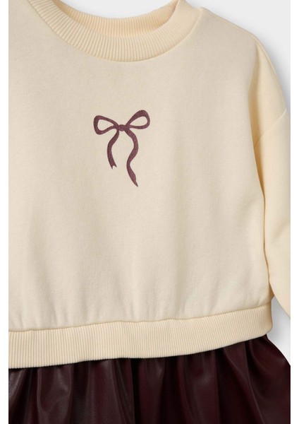 Kız Bebek Baskılı Uzun Kollu Sweatshirt Elbise G5029A525WN fiyatları