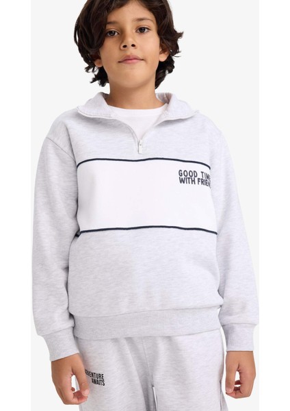 Erkek Çocuk Yarım Fermuarlı İçi Yumuşak Tüylü Sweatshirt G5542A825CW