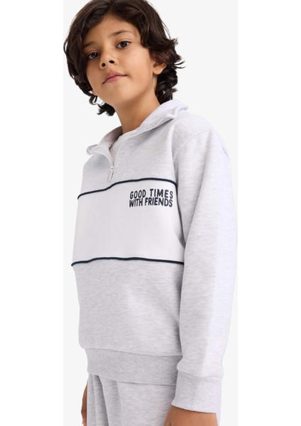 Erkek Çocuk Yarım Fermuarlı İçi Yumuşak Tüylü Sweatshirt G5542A825CW modelleri
