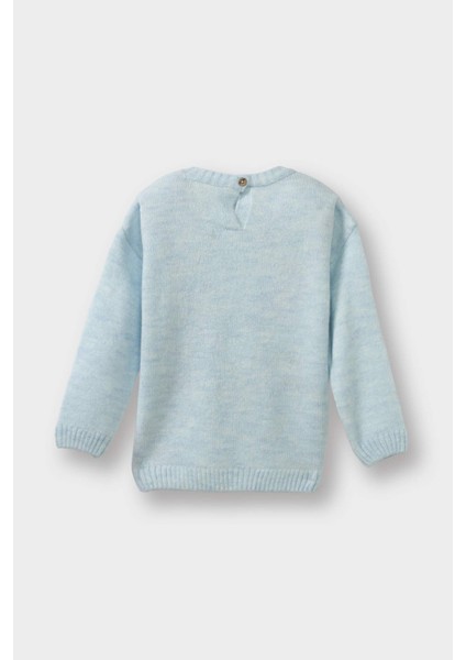 Kız Bebek Bisiklet Yaka Tavşan Baskılı Triko Kazak F2632A525WN modelleri