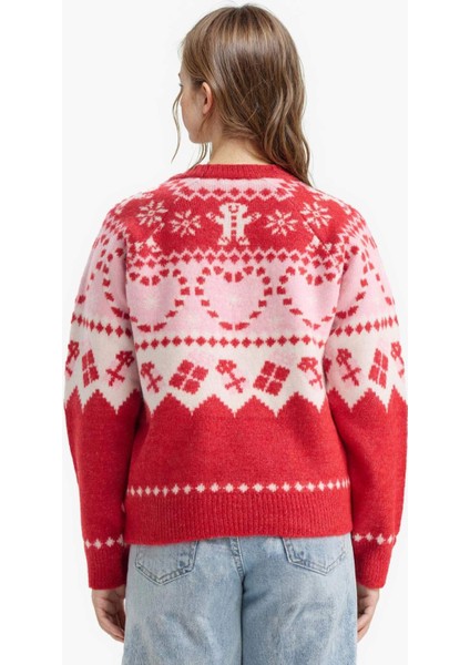 Kız Çocuk Yılbaşı Temalı Bisiklet Yaka Triko Kazak F5071A825WN indirimleri