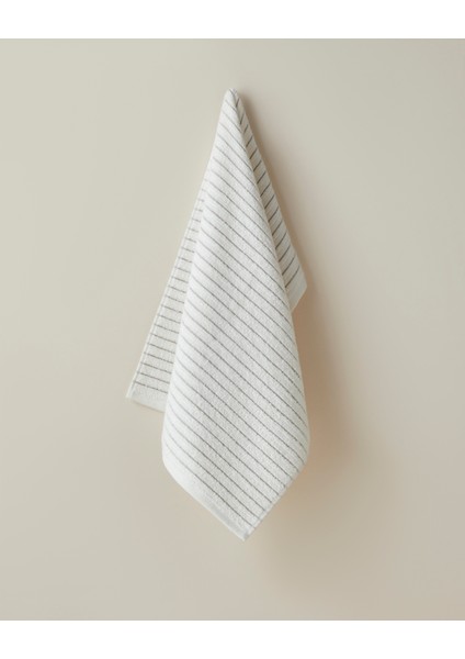 Soft Stripe Pamuk Yüz Havlusu 50X80 cm Fildişi