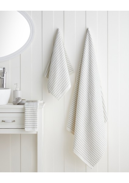 Soft Stripe Pamuk Yüz Havlusu 50X80 cm Fildişi modelleri