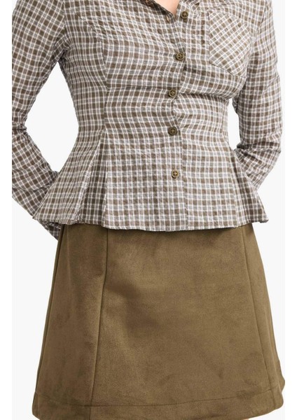 A Kesim Normal Bel Süet Mini Etek