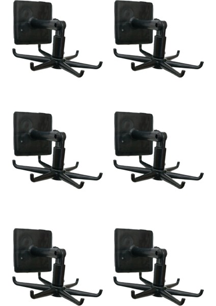 360° Döner Katlanır Kendinden Yapışkanlı Su Geçirmez Çok Amaçlı Kanca (Siyah)(6 Adet)