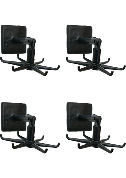 360° Döner Katlanır Kendinden Yapışkanlı Su Geçirmez Çok Amaçlı Kanca (Siyah)(4 Adet)