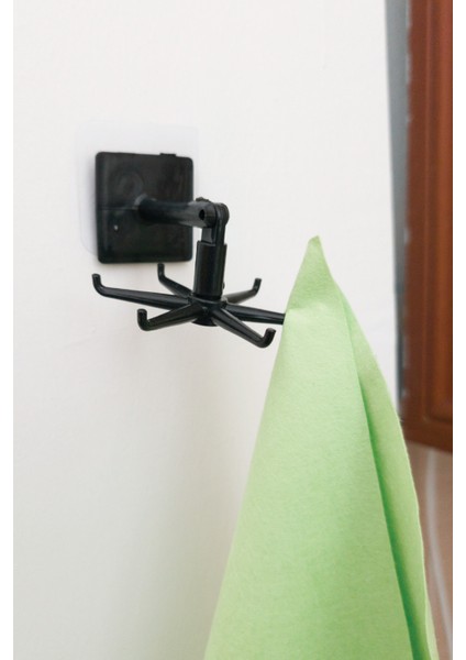 360° Döner Katlanır Kendinden Yapışkanlı Su Geçirmez Çok Amaçlı Kanca (Siyah)(4 Adet) fırsatları