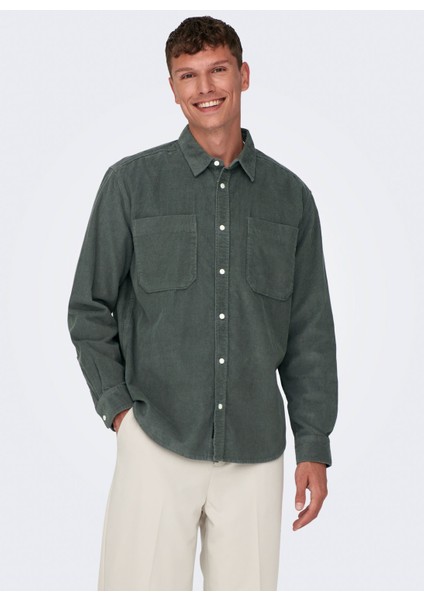 Rahat Yeşil Jakarlı Erkek Gömlek Onsalp Rlx 2pkt Washd Cord Ls Shırt modelleri