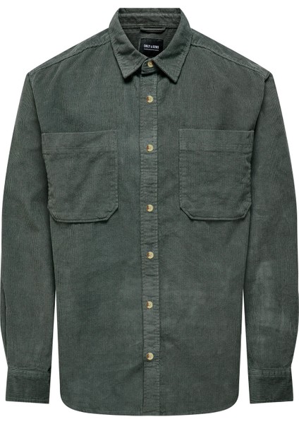 Rahat Yeşil Jakarlı Erkek Gömlek Onsalp Rlx 2pkt Washd Cord Ls Shırt