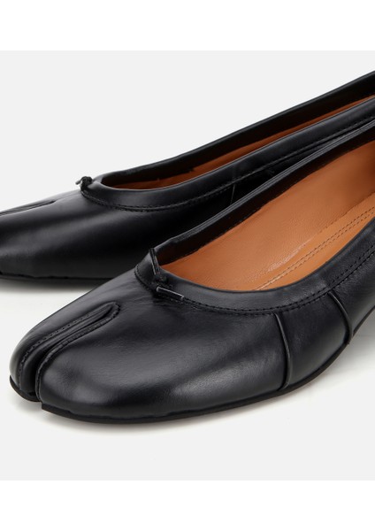01AYH315490A100 KADIN Deri Siyah Blok Detaylı Kalın Topuklu Ayakkabı modelleri