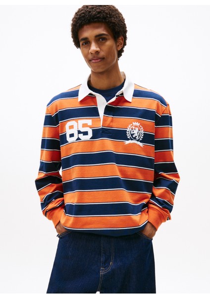 Çizgili Turuncu Erkek Polo T-Shirt DM0DM22074SZZ Tjm Rlx Strıpe Rugby