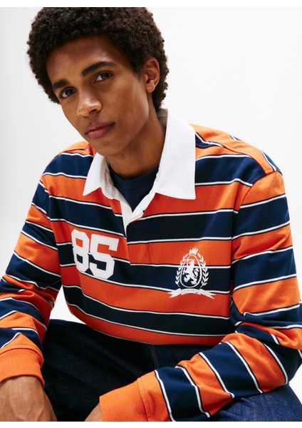 Çizgili Turuncu Erkek Polo T-Shirt DM0DM22074SZZ Tjm Rlx Strıpe Rugby modelleri