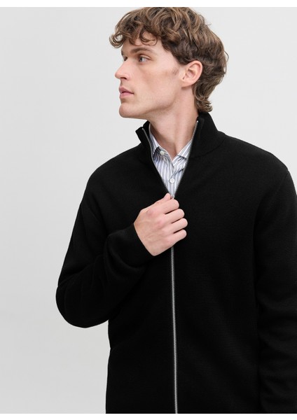 Polo Yaka Rahat Siyah Erkek Kazak 12288344_JPRBLAMILANO Stıtch Hıgh N modelleri