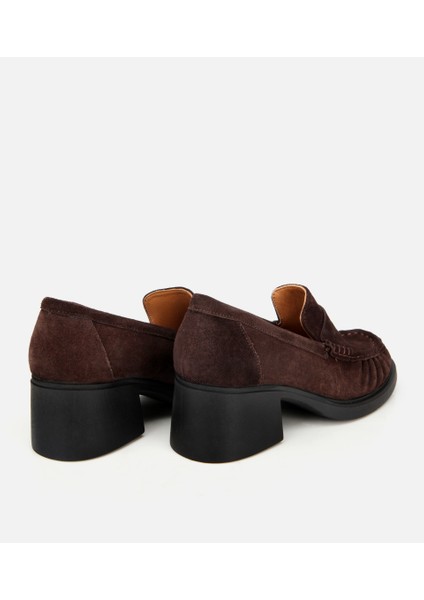 01AYH312760A480 KADIN Süet Deri Kahverengi Kalın Topuklu Klasik Loafer fırsatları