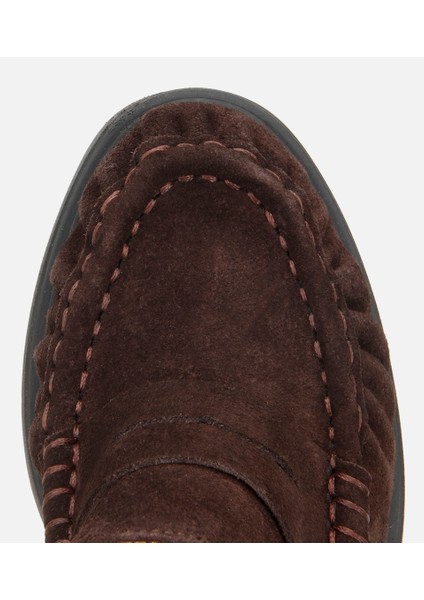 01AYH312760A480 KADIN Süet Deri Kahverengi Kalın Topuklu Klasik Loafer indirimleri