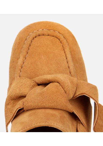 01AYH315450A340 KADIN Süet Taba Fiyonk Detaylı Kalın Topuklu Ayakkabı indirimleri