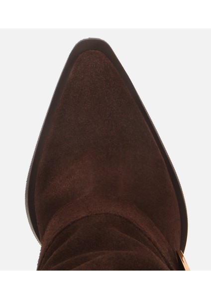 01BOH317980A480 KADIN Süet Deri Kahverengi Pantolon Görünümlü Gold Tokalı Topuklu Bot indirimleri