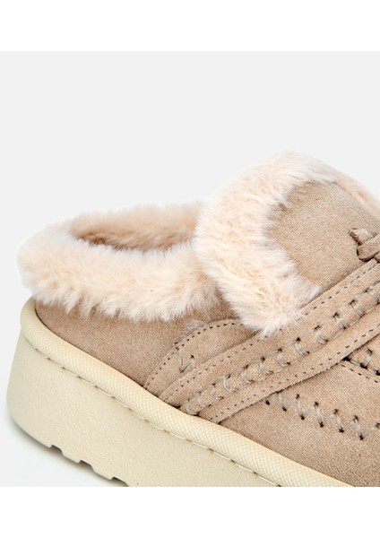 01TEH316850A310 KADIN Süet Deri Bej Içi Kürklü Püskül Detaylı Düz Terlik fiyatları