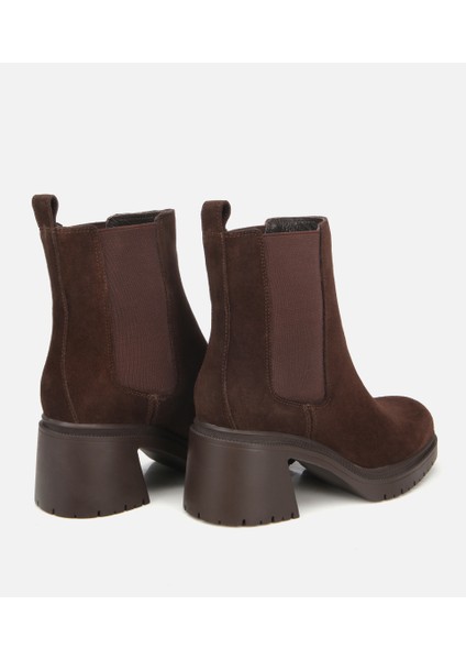 01BOH313170A480 KADIN Süet Deri Kahverengi Lastik Detaylı Kalın Topuklu Bot fırsatları