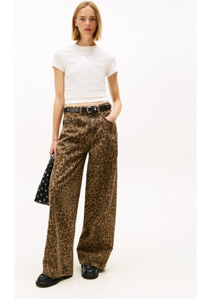 Yuvarlak Yaka Baskılı Beyaz Kadın T-Shirt DW0DW21550YBH