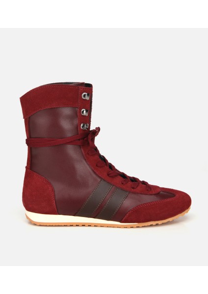 01BOH315780A784 KADIN Deri Bordo Sneaker Comfort Düz Bot